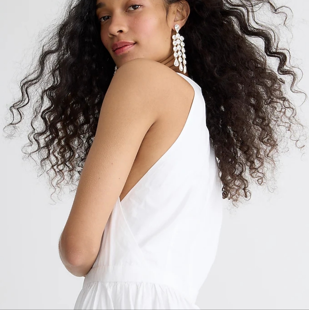 JCrew High Neck Cotton Poplin Sleeveless Midi Dress White Size 4, 6, 8, 10 NWT - Picture 6 of 16